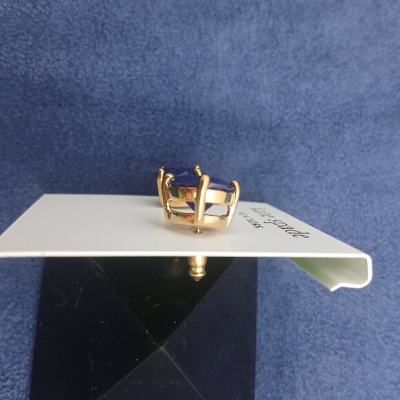 Kate Spade Gold Filled Round Navy Blue Gumdrop Cushion Cut Stud Post Earrings - Picture 4 of 5